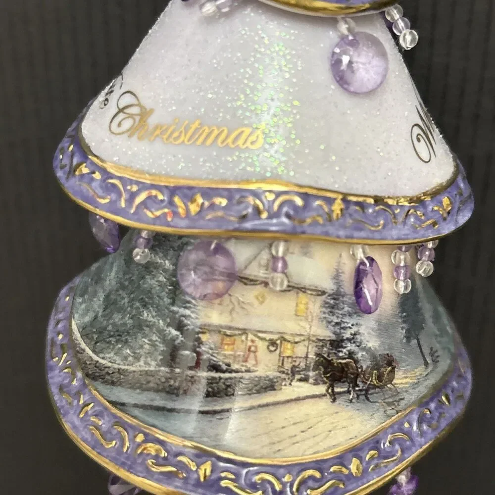 Thomas Kinkade Classic Ornaments, 2 Decorated Christmas Tree, White & Nativity